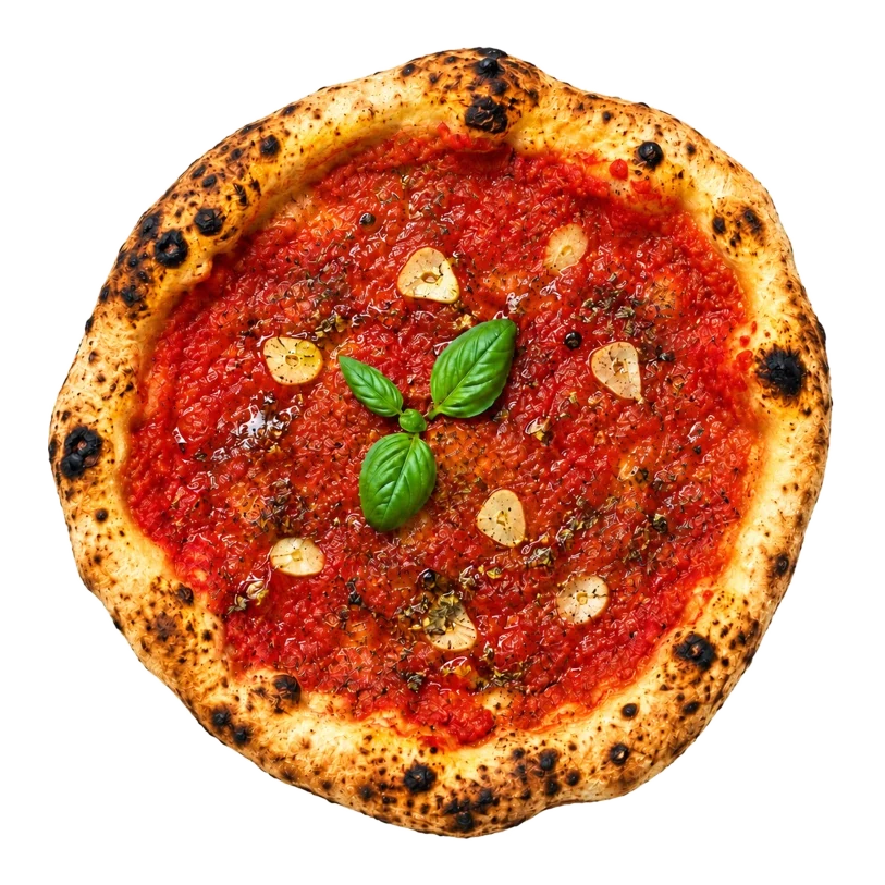 Pizza Marinara mit Knoblauch und Oregano
