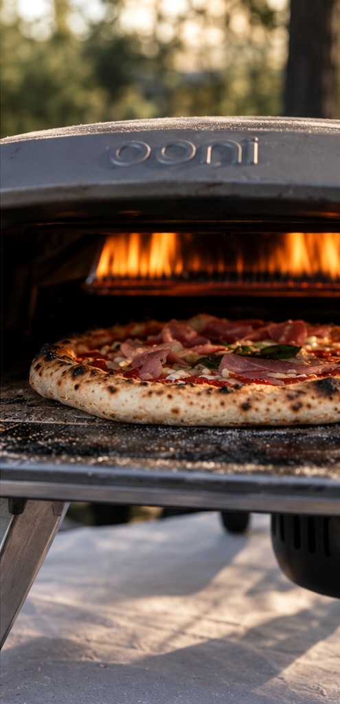Pizza backt bei hoher Temperatur im Ofen